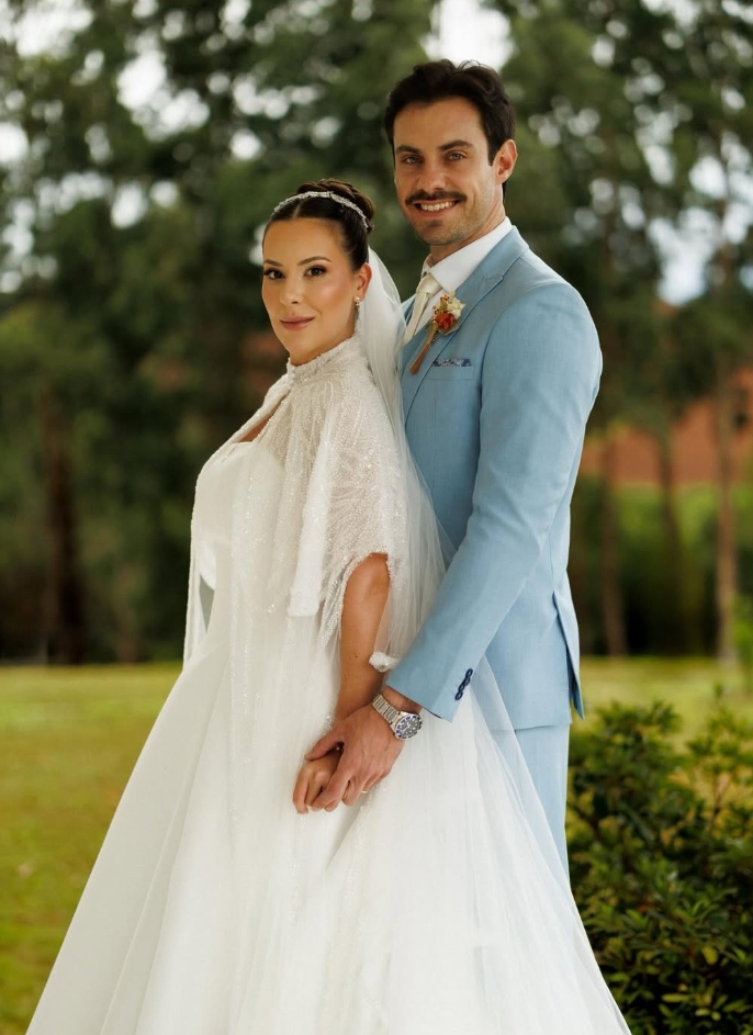 Rafaela e Cesar juntos no dia do casamento